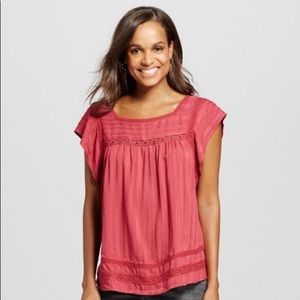 KNOX ROSE • Pink Magenta Lace Detailed Blouse Sz M